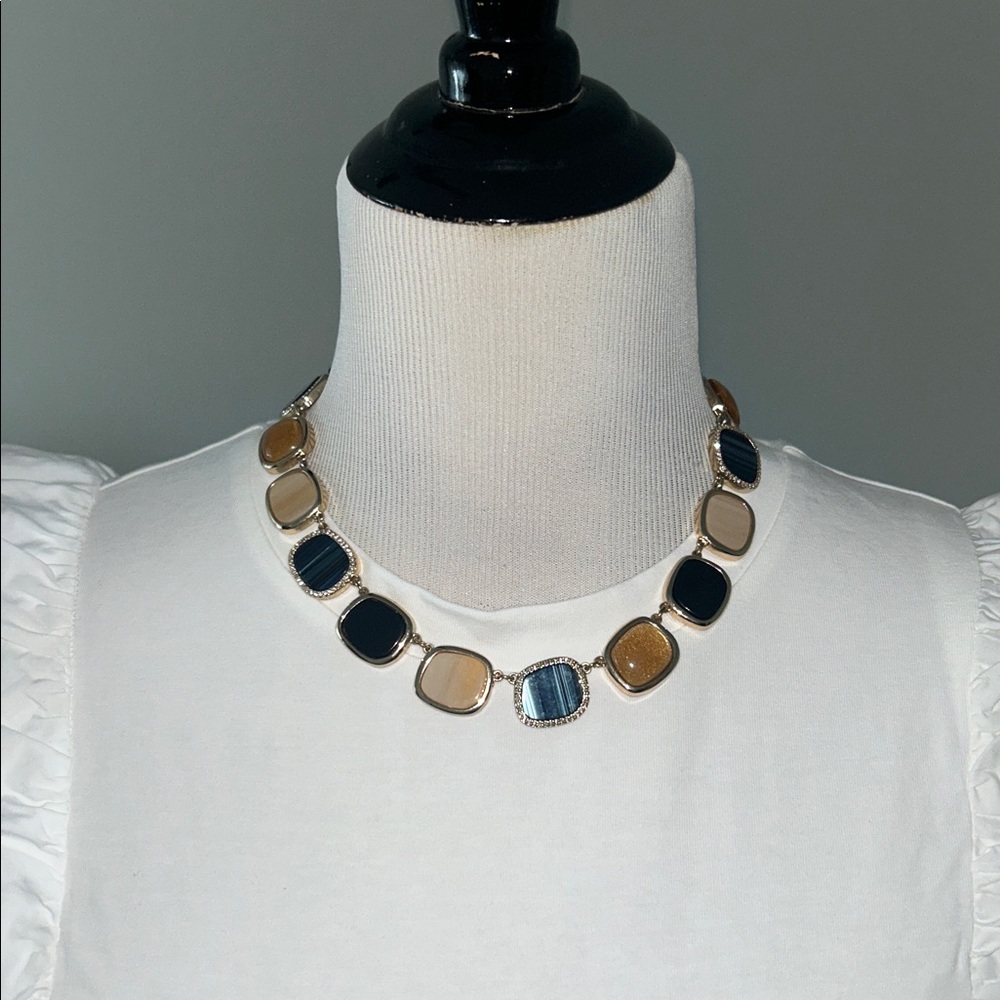 White House Black Market blue Gold and Black  Necklace